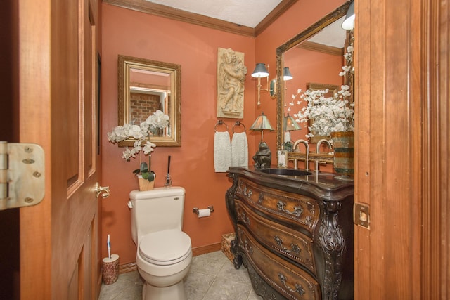 157 Burks Hollow Rd SW, Willis, VA 24380 - half bathroom with toilet, crown molding, a sink, and tile patterned floors