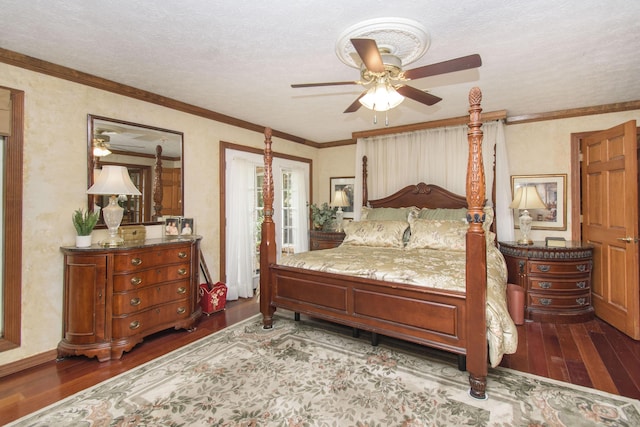 157 Burks Hollow Rd SW, Willis, VA 24380 - bedroom featuring wood finished floors, a textured ceiling, and ceiling fan
