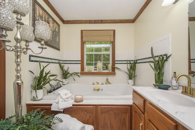 157 Burks Hollow Rd SW, Willis, VA 24380 - full bath with vanity, ornamental molding, and a garden tub