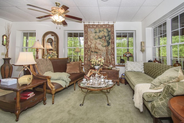 157 Burks Hollow Rd SW, Willis, VA 24380 - living area with plenty of natural light, a ceiling fan, and carpet flooring