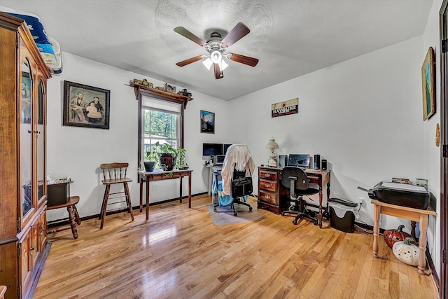 22 Spring Branch Ln, Fincastle, VA 24090 - home office with a ceiling fan, wood-type flooring, and baseboards
