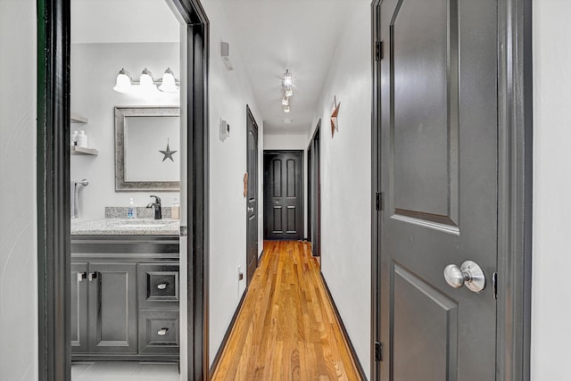 22 Spring Branch Ln, Fincastle, VA 24090 - hallway with a sink and light wood finished floors