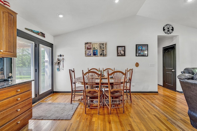 22 Spring Branch Ln, Fincastle, VA 24090 - dining room with vaulted ceiling, light wood-type flooring, baseboards, and recessed lighting