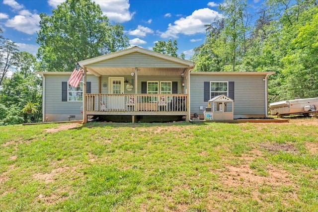 4362 Stewartsville Rd, Moneta, VA 24121 - back of property featuring a lawn, a porch, and crawl space