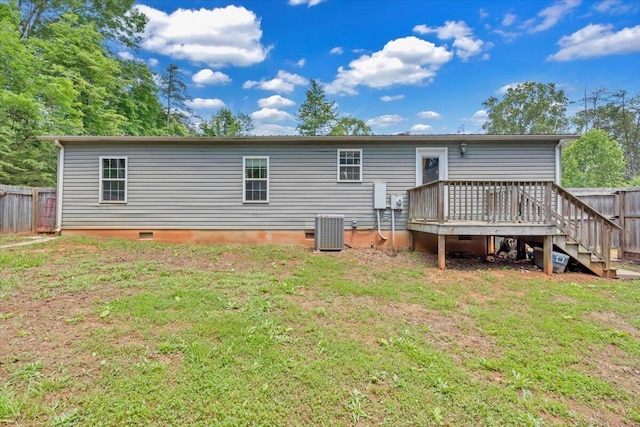 4362 Stewartsville Rd, Moneta, VA 24121 - rear view of house with central AC, crawl space, and a deck