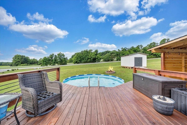 1028 Park Mountain Ter, Huddleston, VA 24104 - deck featuring a yard, a fire pit, and an outdoor pool