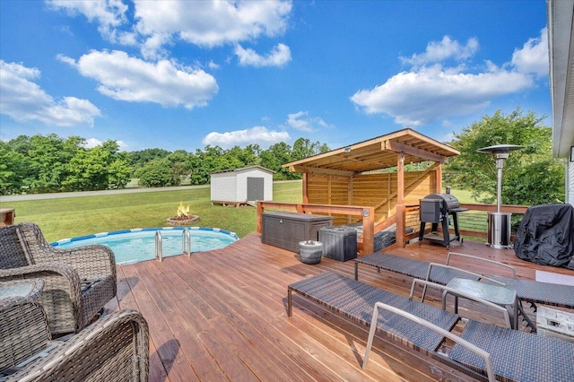 1028 Park Mountain Ter, Huddleston, VA 24104 - deck featuring a yard, area for grilling, and an outdoor pool