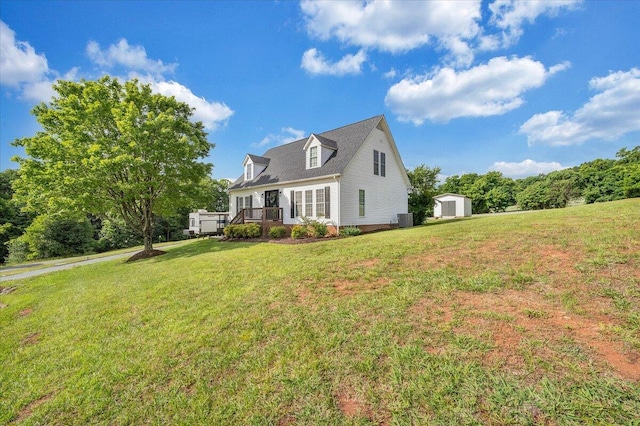 1028 Park Mountain Ter, Huddleston, VA 24104 - view of front facade featuring a front lawn, central air condition unit, and a deck