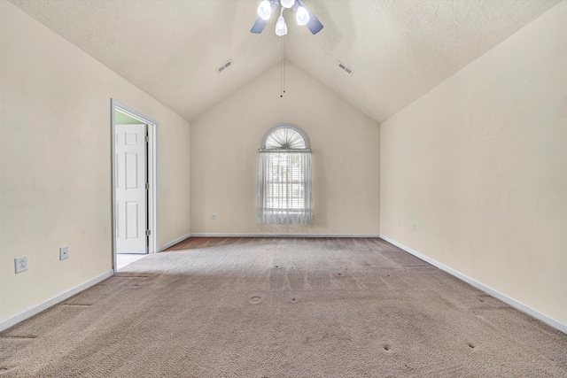 1801 Meadows Ct, Vinton, VA 24179 - empty room featuring carpet floors, a ceiling fan, lofted ceiling, and baseboards