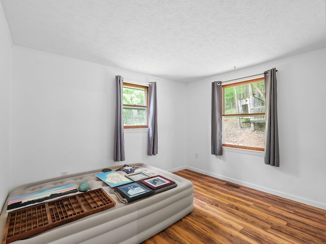 6357 Breckinridge Mill Rd, Fincastle, VA 24090 - bedroom featuring multiple windows, wood finished floors, baseboards, and a textured ceiling