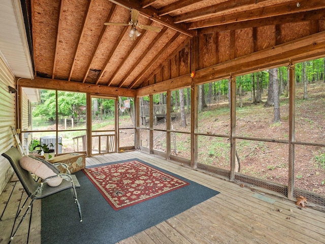 6357 Breckinridge Mill Rd, Fincastle, VA 24090 - unfurnished sunroom featuring a ceiling fan and lofted ceiling