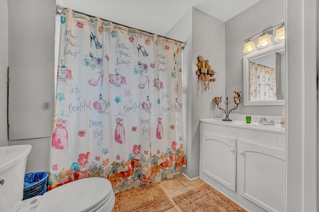 1514 Redwood Rd SE, Roanoke, VA 24014 - bathroom with toilet, tile patterned flooring, vanity, and curtained shower