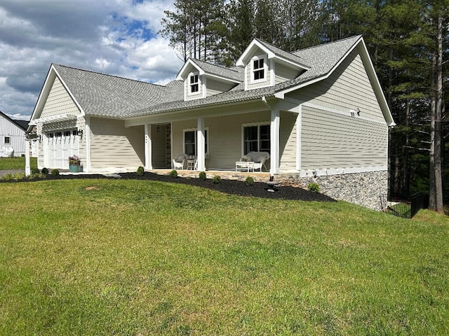 844 Lakewatch Cir, Moneta, VA 24121 - view of front facade with covered porch, a garage, and a front yard