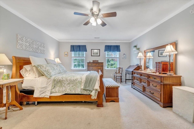 610 Crystal Anne Ln, Roanoke, VA 24019 - bedroom with ornamental molding, carpet flooring, and ceiling fan