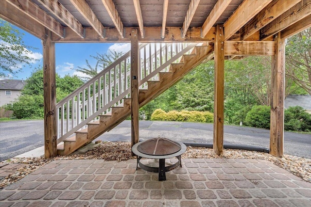 610 Crystal Anne Ln, Roanoke, VA 24019 - view of patio featuring stairway and a fire pit