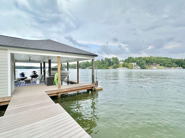 1115 Oakshire Ln, Wirtz, VA 24184 - dock featuring a water view and boat lift