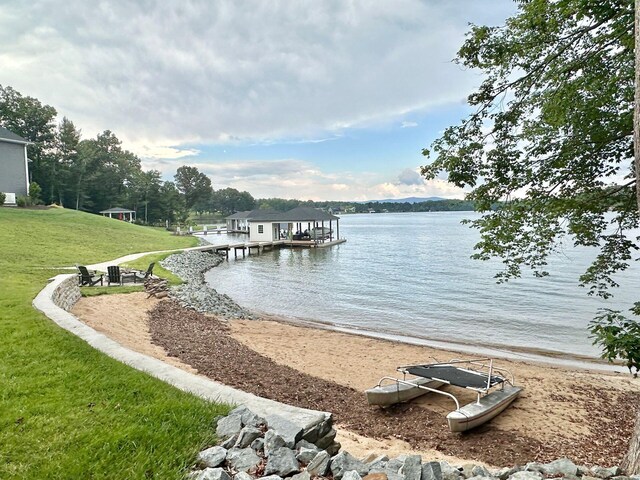 1115 Oakshire Ln, Wirtz, VA 24184 - dock area with a yard and a water view