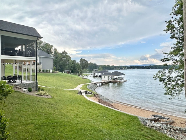 1115 Oakshire Ln, Wirtz, VA 24184 - dock area featuring a water view and a lawn