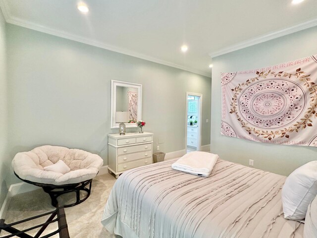 1115 Oakshire Ln, Wirtz, VA 24184 - bedroom featuring ornamental molding, recessed lighting, light colored carpet, and baseboards