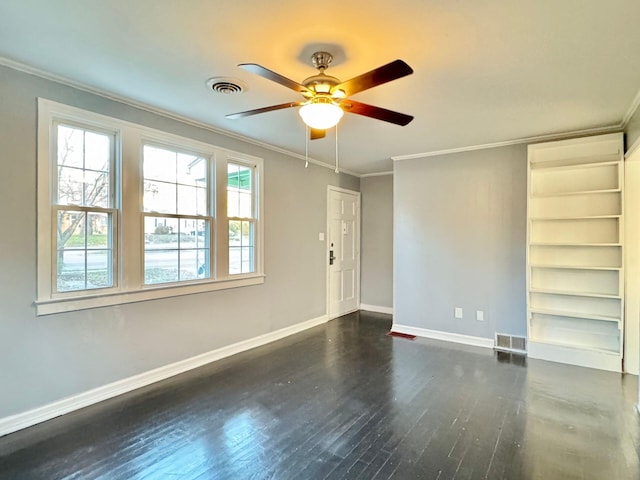 816 Brandon Ave SW, Roanoke, VA 24015 - spare room with crown molding, a ceiling fan, baseboards, and wood finished floors