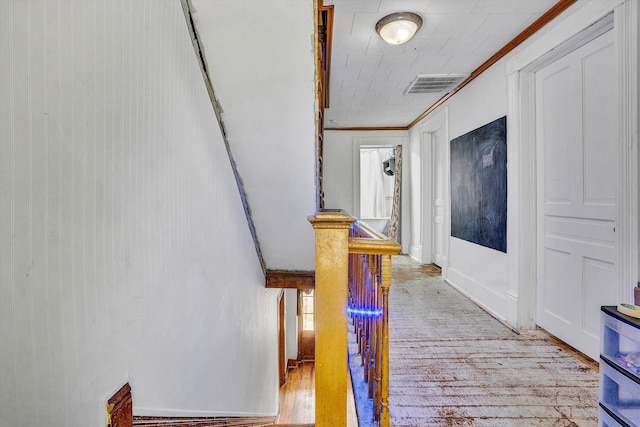131 Indian Ln, Eagle Rock, VA 24085 - hallway with light wood-type flooring and crown molding