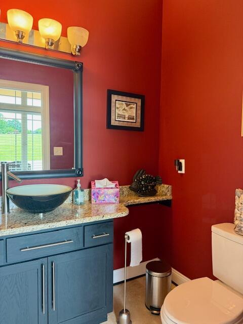 1038 Lees Mill Ln, Goode, VA 24556 - half bathroom with toilet, vanity, and baseboards