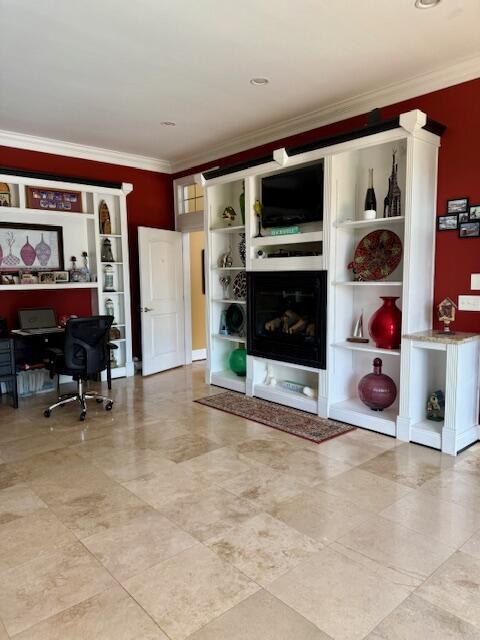 1038 Lees Mill Ln, Goode, VA 24556 - living area with ornamental molding and an office area