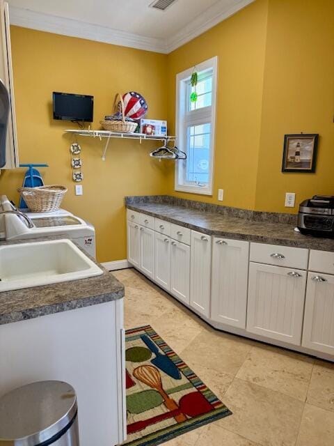 1038 Lees Mill Ln, Goode, VA 24556 - laundry area with crown molding and washer / clothes dryer