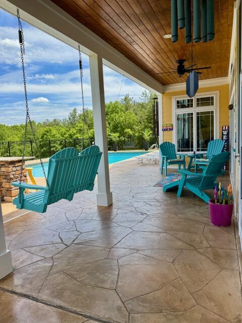 1038 Lees Mill Ln, Goode, VA 24556 - view of patio featuring ceiling fan