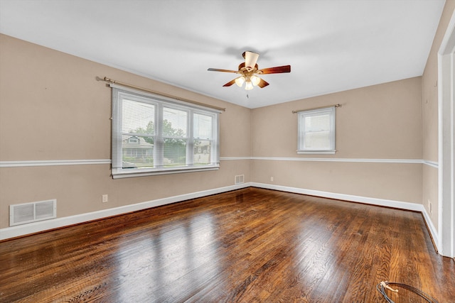 130 W Augusta Ave, Vinton, VA 24179 - empty room with a ceiling fan, wood finished floors, and baseboards