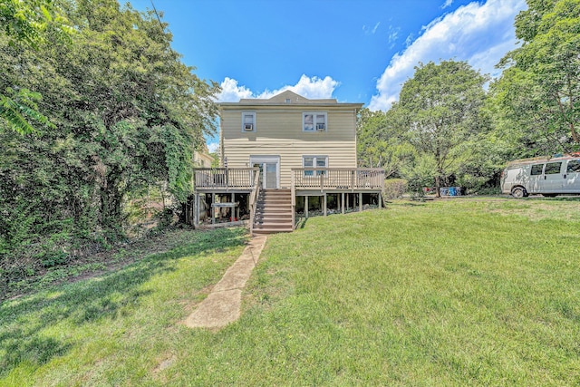 602 Allison Ave SW, Roanoke, VA 24016 - rear view of property with stairs, a wooden deck, and a lawn
