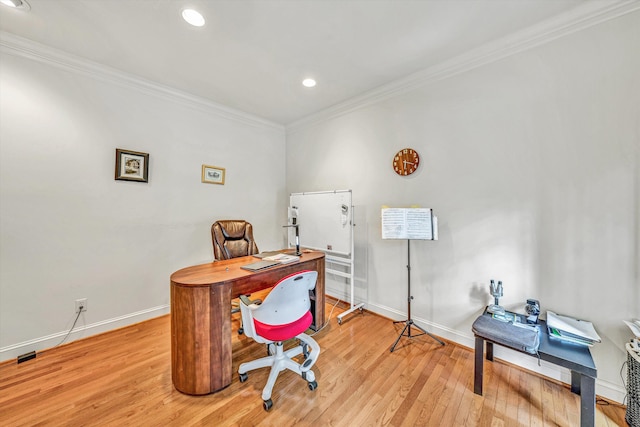 1160 Belcroft Ct, Roanoke, VA 24018 - office space featuring crown molding, light wood-type flooring, and recessed lighting