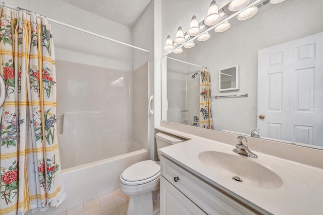 3303 Belshire Ct SW, Roanoke, VA 24014 - full bath featuring vanity, tile patterned flooring, toilet, and shower / tub combo with curtain