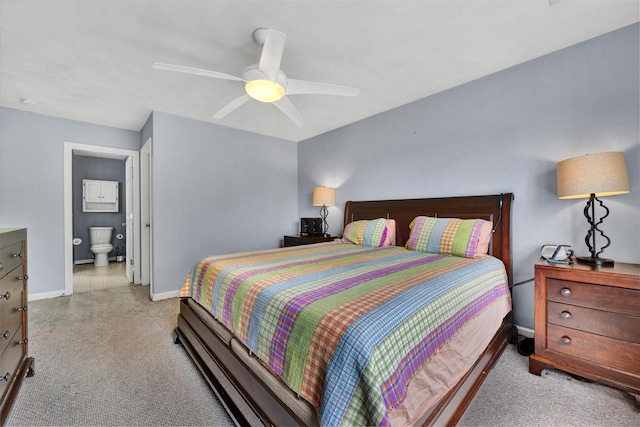 135 Sapphire Ave, Christiansburg, VA 24073 - bedroom featuring carpet flooring, baseboards, a ceiling fan, and ensuite bathroom