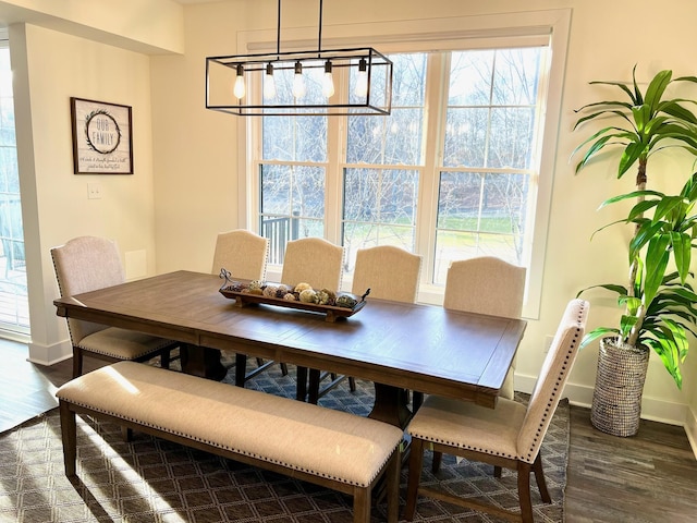 103 Retreat Ln, Huddleston, VA 24104 - dining room with dark wood-style flooring, baseboards, and healthy amount of natural light