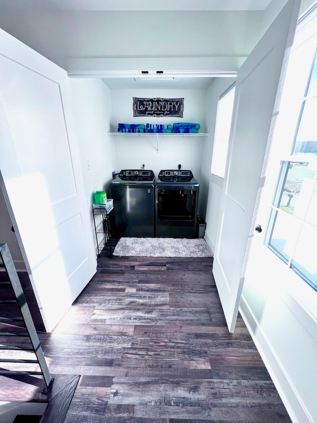 103 Retreat Ln, Huddleston, VA 24104 - laundry area featuring separate washer and dryer and dark wood finished floors