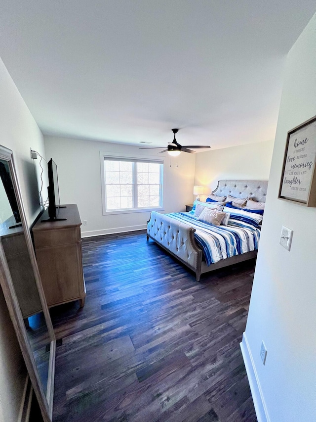 103 Retreat Ln, Huddleston, VA 24104 - bedroom with dark wood finished floors, baseboards, and ceiling fan