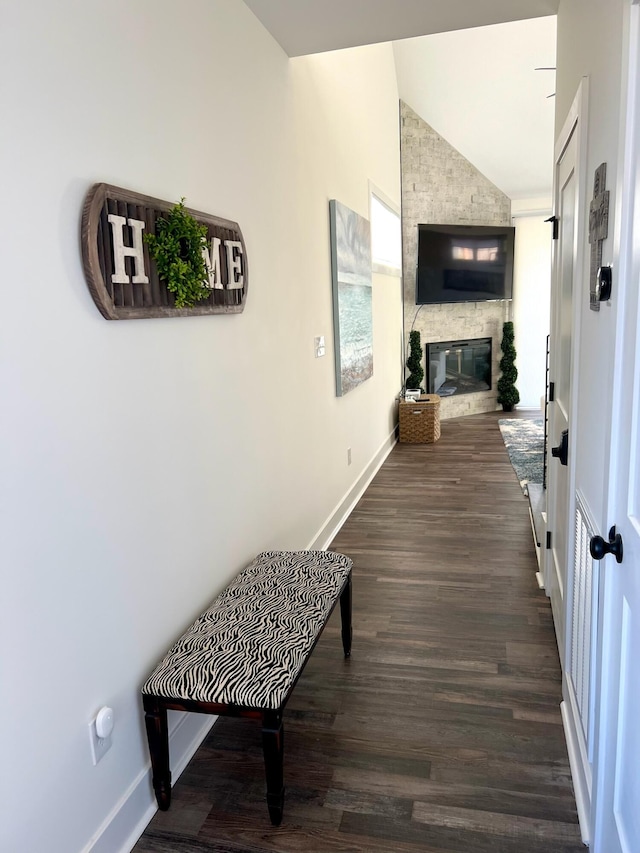 103 Retreat Ln, Huddleston, VA 24104 - corridor with vaulted ceiling, baseboards, and wood finished floors