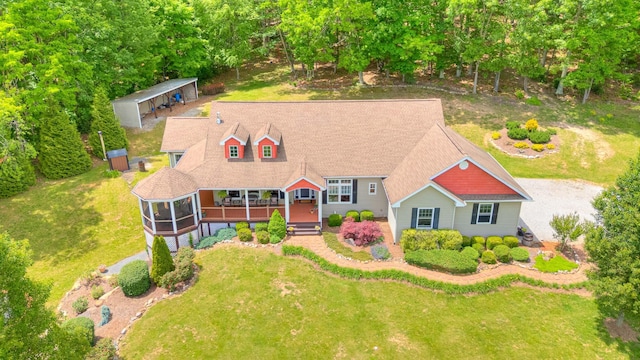 317 Cumberland Gap Rd, Newport, VA 24128 - view of front facade with a front yard, an outdoor structure, and a sunroom