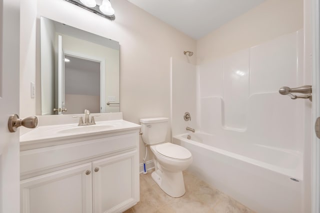 5247 Arrowhead Trl, Salem, VA 24153 - bathroom with toilet, vanity,  shower combination, tile patterned floors, and baseboards