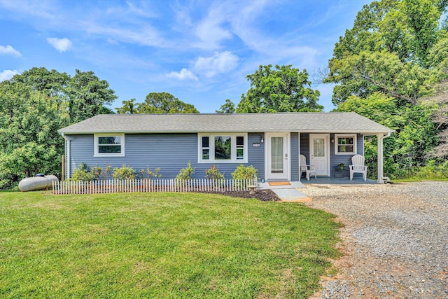 1200 Rock Spring Rd, Goodview, VA 24095 - single story home featuring a front lawn, covered porch, and roof with shingles