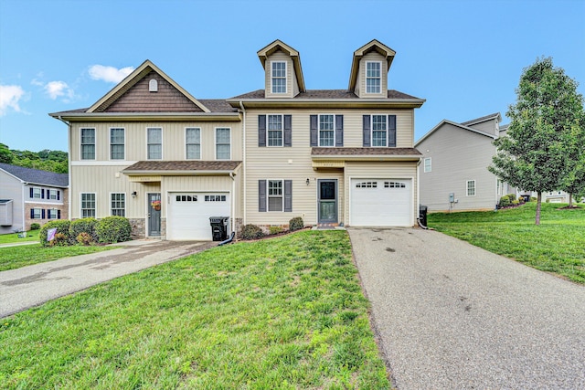 4210 Hannah Belle Way, Roanoke, VA 24018 - townhome / multi-family property with asphalt driveway, an attached garage, board and batten siding, a front yard, and roof with shingles