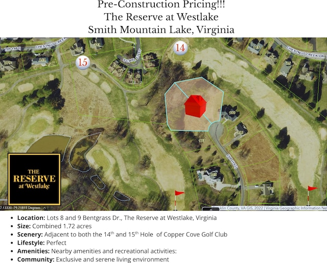 LOT8 Bentgrass Dr, Hardy, VA 24101 - aerial map of property and surrounding area featuring property parcel outlined