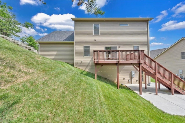 7019 Linn Cove Ct, Roanoke, VA 24018 - back of property featuring a patio area, a deck, a yard, and stairway