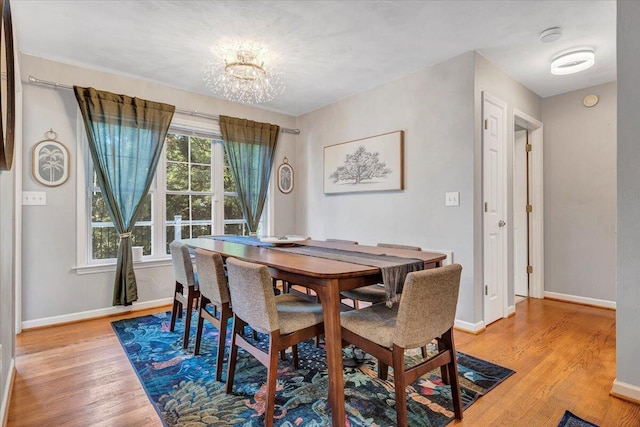 828 Ray St, Roanoke, VA 24019 - dining area featuring a chandelier, light wood finished floors, and baseboards
