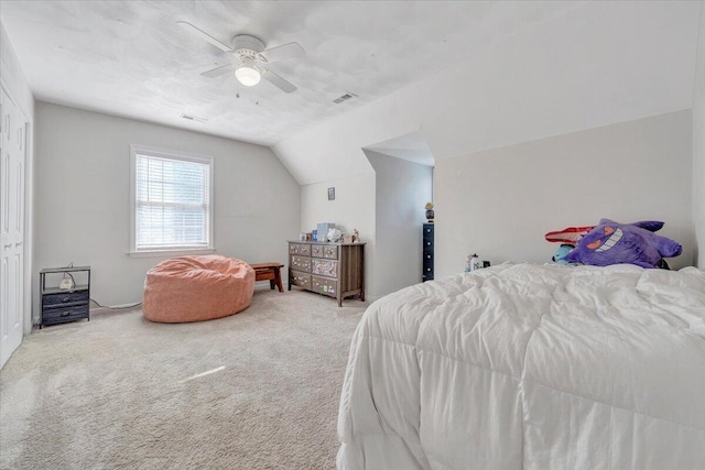 828 Ray St, Roanoke, VA 24019 - carpeted bedroom with vaulted ceiling and ceiling fan