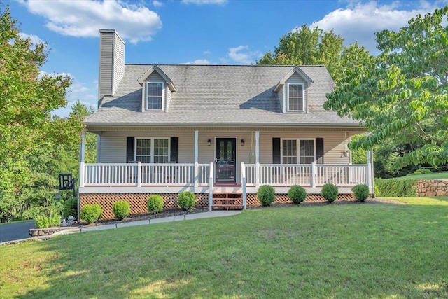 828 Ray St, Roanoke, VA 24019 - view of front of property with a front lawn, a porch, a chimney, and roof with shingles
