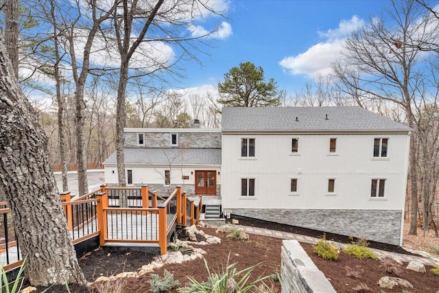 5025 Upland Game Rd, Roanoke, VA 24018 - rear view of property featuring roof with shingles and a wooden deck