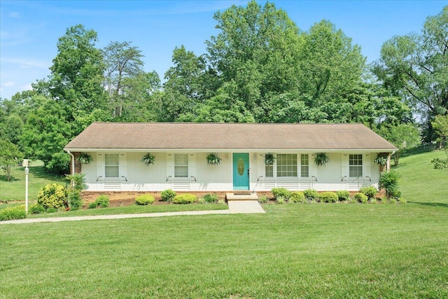 50 Barkwood Ln, Blue Ridge, VA 24064 - single story home featuring covered porch, a front lawn, and roof with shingles