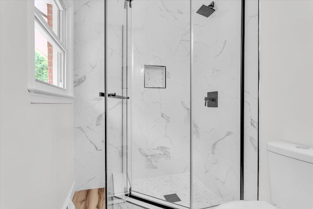 201 Forest Ridge Dr, Vinton, VA 24179 - bathroom featuring a marble finish shower and toilet